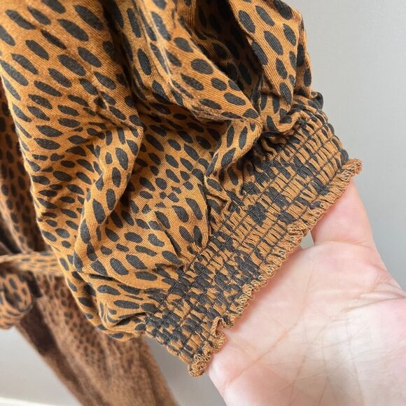 Garnet Hill Womens Leopard Print tencel & Spandex Dress With Belt & Button -Sz M - Picture 2 of 8